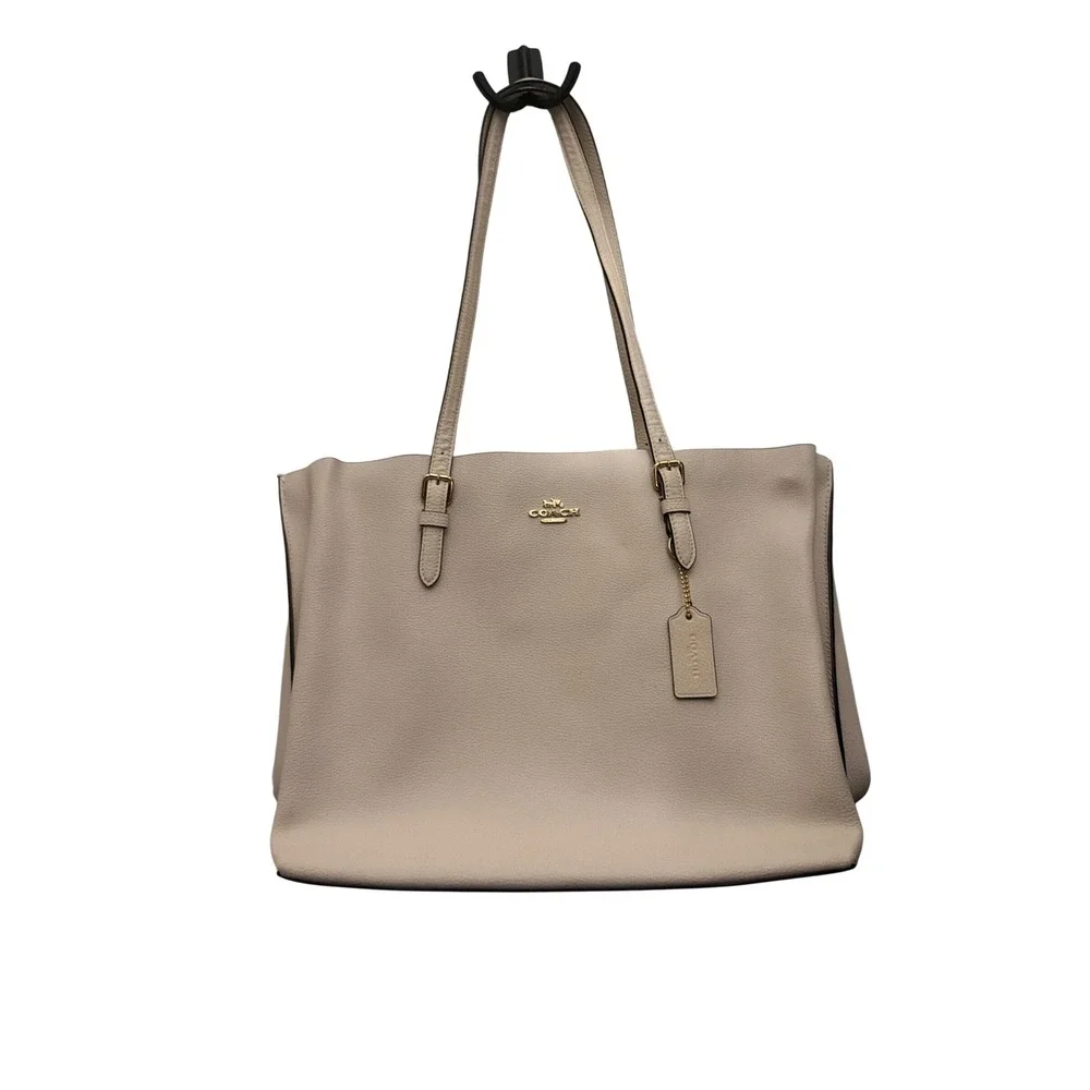 Coach Tote Chalk White Pebbled Leather Shoulder Bag L2273-1671 - Picture 1 of 15